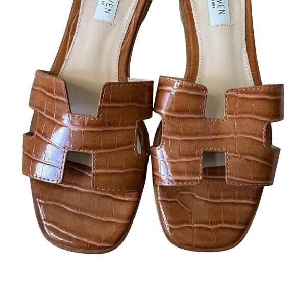 STEVE MADDEN Steven New York Harlien Slide Sandal Cognac Croc 7.5 - Picture 4 of 6